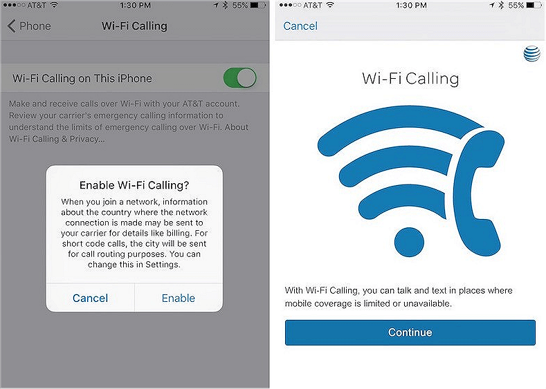 wifi calling enabled on iphone